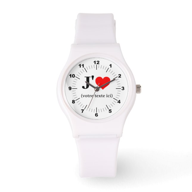 White Strap Watch - Custom I Heart (voeg afbeeldin Horloge (Voorkant)