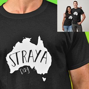 White STRAYA Kaart voor Australia Day op Dark T-shirt