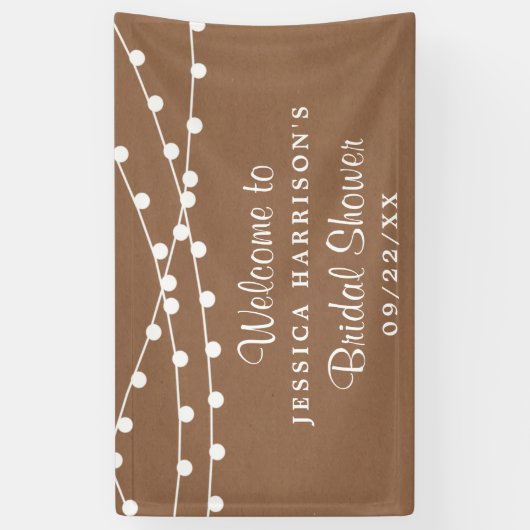 White String lampjes op Rustic Kraft Vrijgezellenf Spandoek (Verticaal)