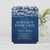 White String Lights op Blue Retirement Kaart (Staand voorkant)