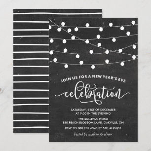 White String Lights op New Year's Eve van Chalkboa Kaart