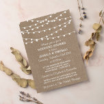 White String Lights, Rustic Burlap Wedding Shower Kaart<br><div class="desc">Witte strijklichten op roestbundels .</div>