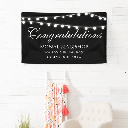 White string van lampjes Afstuderen Spandoek (Insitu)