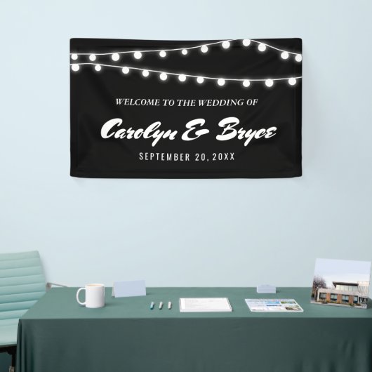 White string van lights Chalkboard Wedding Spandoek (Beurs)
