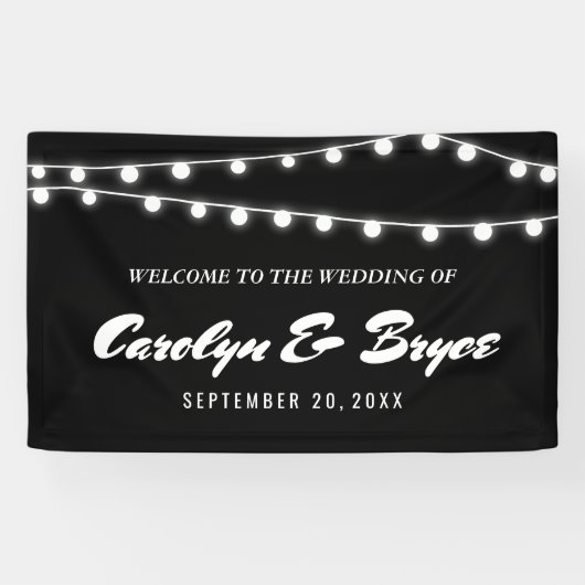 White string van lights Chalkboard Wedding Spandoek (Horizontaal)