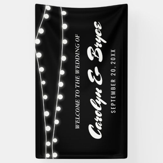 White string van lights Chalkboard Wedding Spandoek (Verticaal)