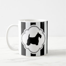 White Stripe Black Scottie Koffiemok