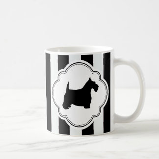 White Stripe Black Scottie Koffiemok