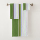 White Stripe on Green Bad Handdoek (Insitu)