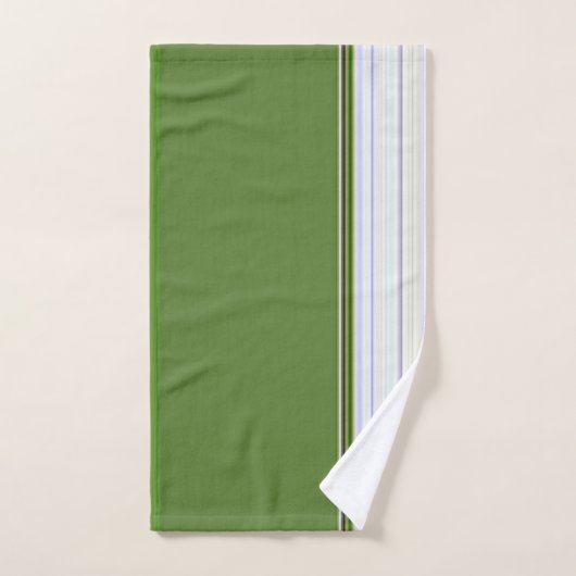White Stripe on Green Bad Handdoek (Handdoek)