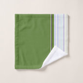 White Stripe on Green Bad Handdoek (Wasdoekje)