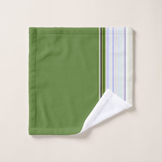 White Stripe on Green Bad Handdoek (Wasdoekje)