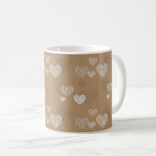 White Striped Hearts on Iced Coffee Koffiemok (Voorkant rechts)