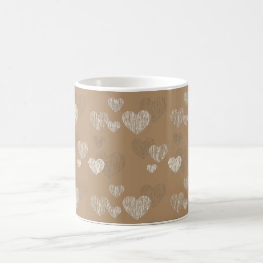 White Striped Hearts on Iced Coffee Koffiemok (Center)