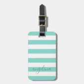 White Striped Pattern Custom Name - KAN KLEUR bewe Bagagelabel (Voorkant verticaal)