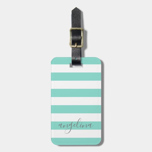 White Striped Pattern Custom Name - KAN KLEUR bewe Bagagelabel (Voorkant verticaal)