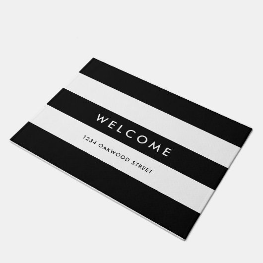 White Stripes Editable Background Colors Welcome Deurmat (Schuin)