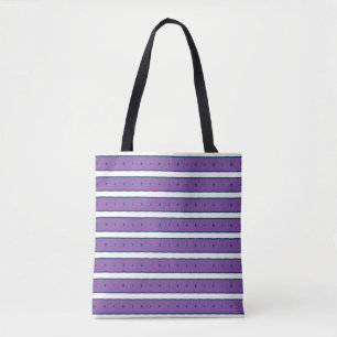 White Stripes Geometric Pattern Paarse Background Tote Bag