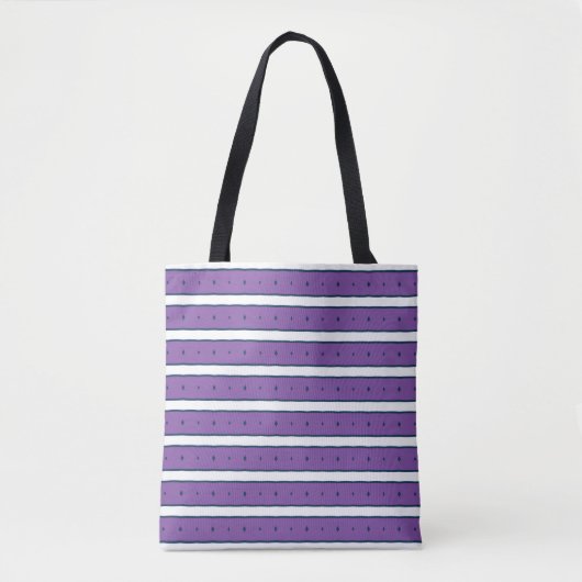 White Stripes Geometric Pattern Paarse Background Tote Bag (Voorkant)