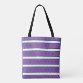 White Stripes Geometric Pattern Paarse Background Tote Bag (Achterkant)