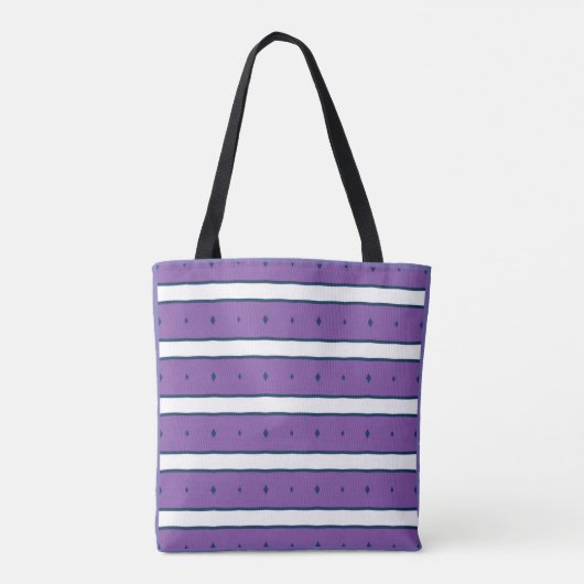 White Stripes Geometric Pattern Paarse Background Tote Bag (Achterkant)
