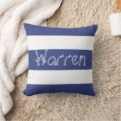 White Stripes Jouw naam Cushion Sierkussen (Deken)