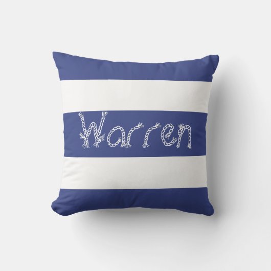White Stripes Jouw naam Cushion Sierkussen (Voorkant)