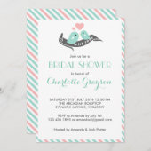 White Stripes Lovevogels Bridal Shower Invitation Kaart (Voorkant / Achterkant)