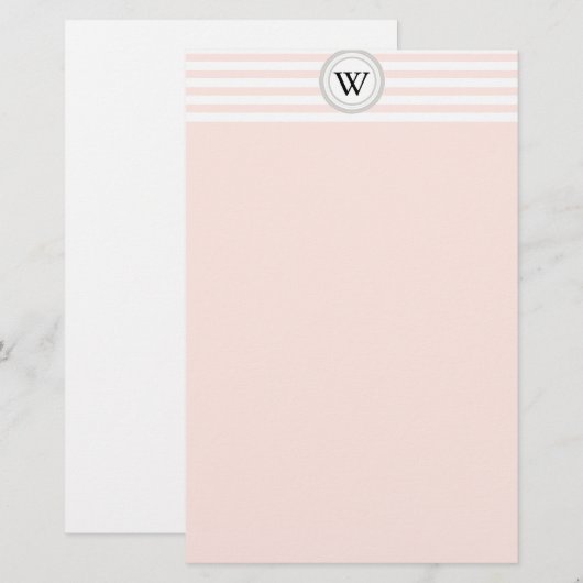 White Stripes Monogram Briefpapier (Voorkant / Achterkant)