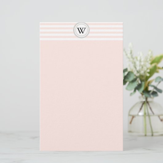 White Stripes Monogram Briefpapier (Staand voorkant)