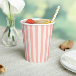 White Stripes op Pastel Roze Moderne Minimalist Papieren Bekers