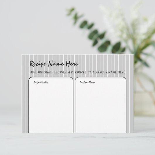 White Stripes Recipcard Kaart (Staand voorkant)
