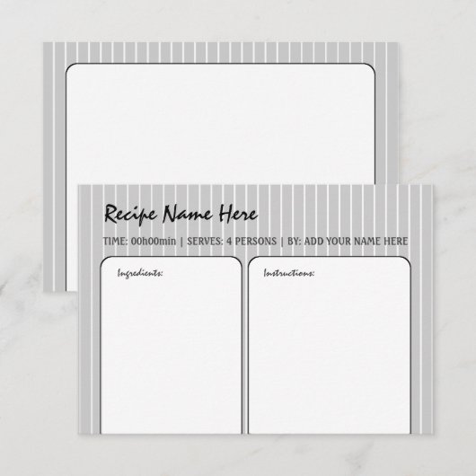 White Stripes Recipcard Kaart (Voorkant / Achterkant)