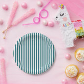 White Stripes Teal Papieren Bordje (Feest)