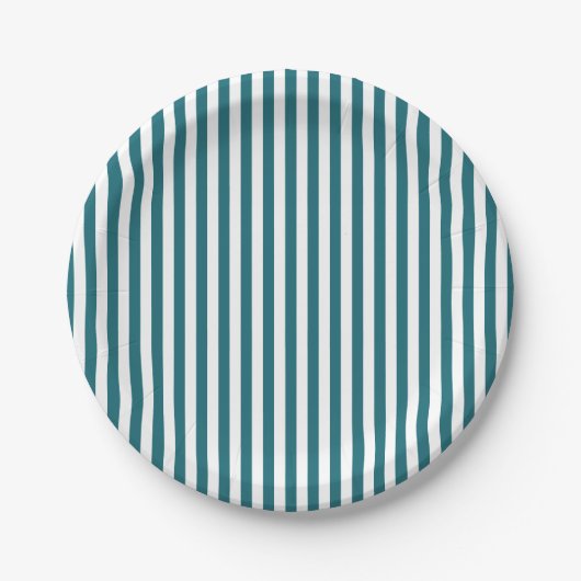 White Stripes Teal Papieren Bordje (Voorkant)