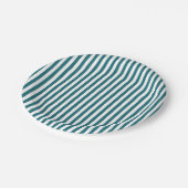 White Stripes Teal Papieren Bordje (Gekanteld)