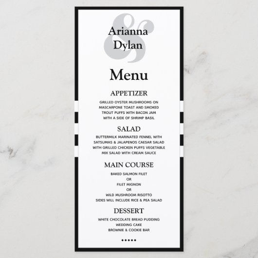 White Stropdas Affair Menu (Voorkant)