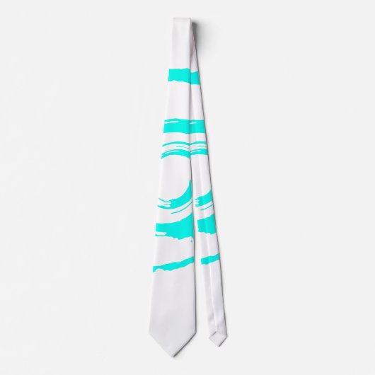 White Stropdas met Big Cyan Twirl (Voorkant)