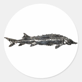 White Sturgeon Gyotaku-40-item Ronde Sticker
