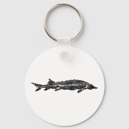 White Sturgeon Gyotaku-40-item Sleutelhanger (Voorkant)