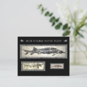 White Sturgeon Gyotaku Collage Card Briefkaart (Staand voorkant)