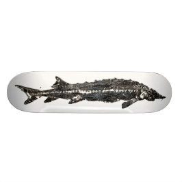 White Sturgeon Gyotaku SkateBoard