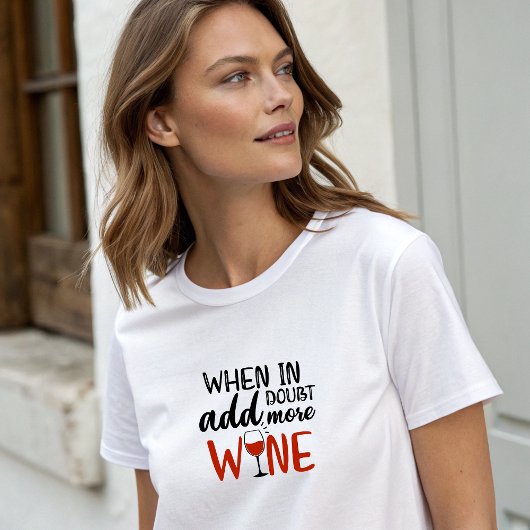 White Stylish "Add more Wine" T-shirt