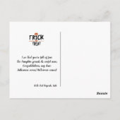 White Stylish Halloween "Trick or treat" Print Briefkaart (Achterkant)