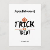 White Stylish Halloween "Trick or treat" Print Briefkaart (Voorkant)