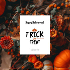 White Stylish Halloween "Trick or treat" Print Briefkaart