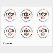 White Stylish Halloween "Trick or treat" Print Ronde Sticker (Vel)