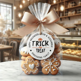 White Stylish Halloween "Trick or treat" Print Ronde Sticker