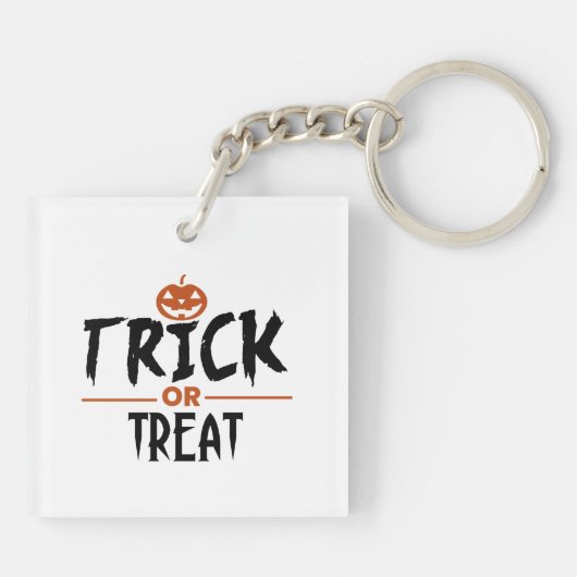White Stylish Happy Halloween Sleutelhanger (Achterkant)
