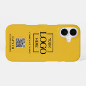 White Stylish Minimalist Business Logo & QR Code iPhone 16 Hoesje (Achterkant horizontaal)